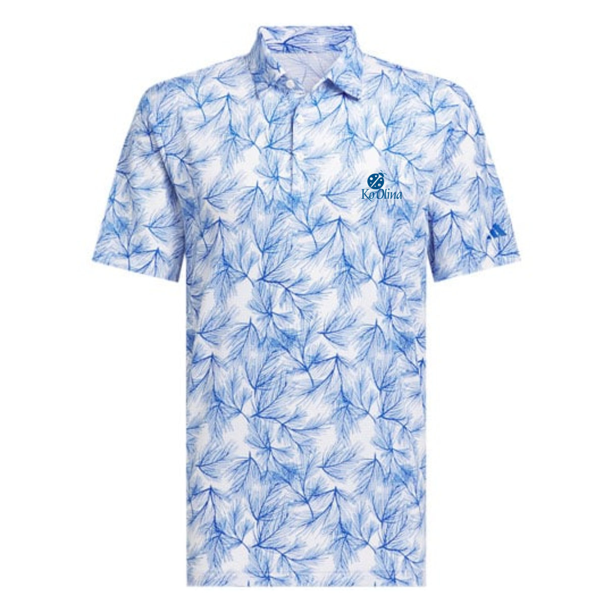 ADIDAS PINE PRINT POLO - WHITE/ROYAL BLUE