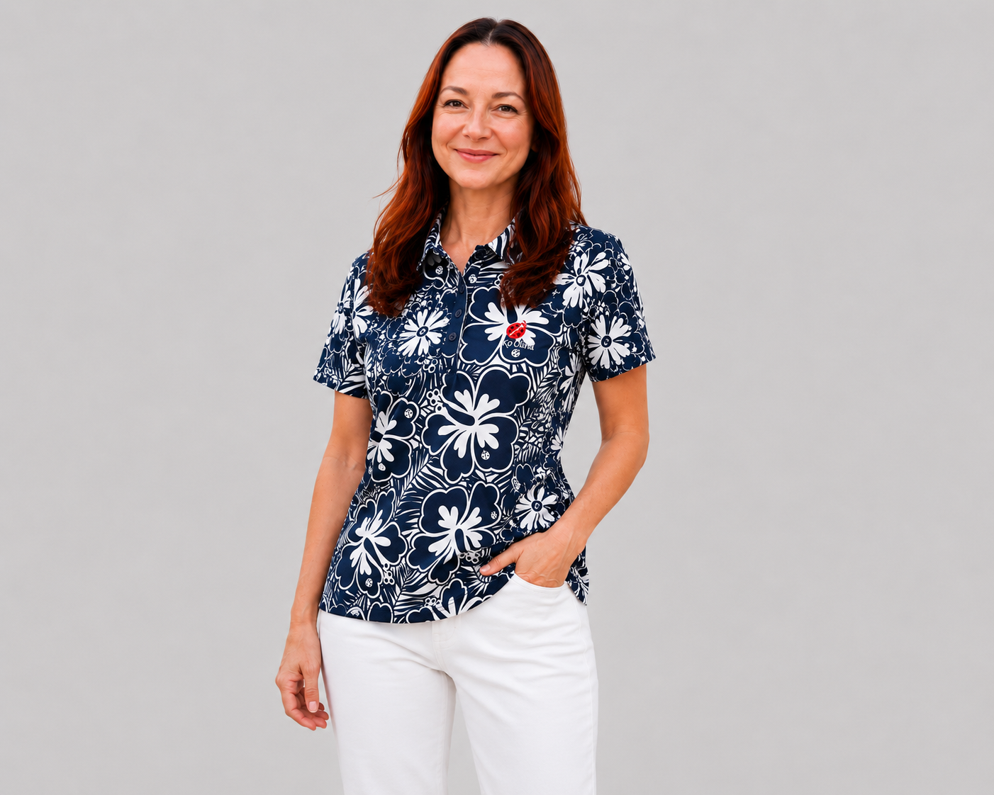 KO OLINA WOMEN'S HIBISCUS & LADYBUG PERFORMANCE POLO
