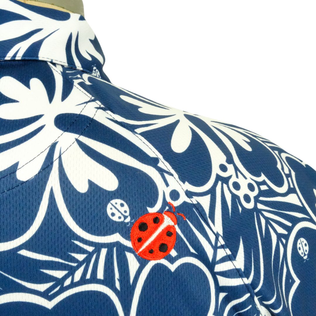 KO OLINA CUSTOM NAVY HIBISCUS POLO