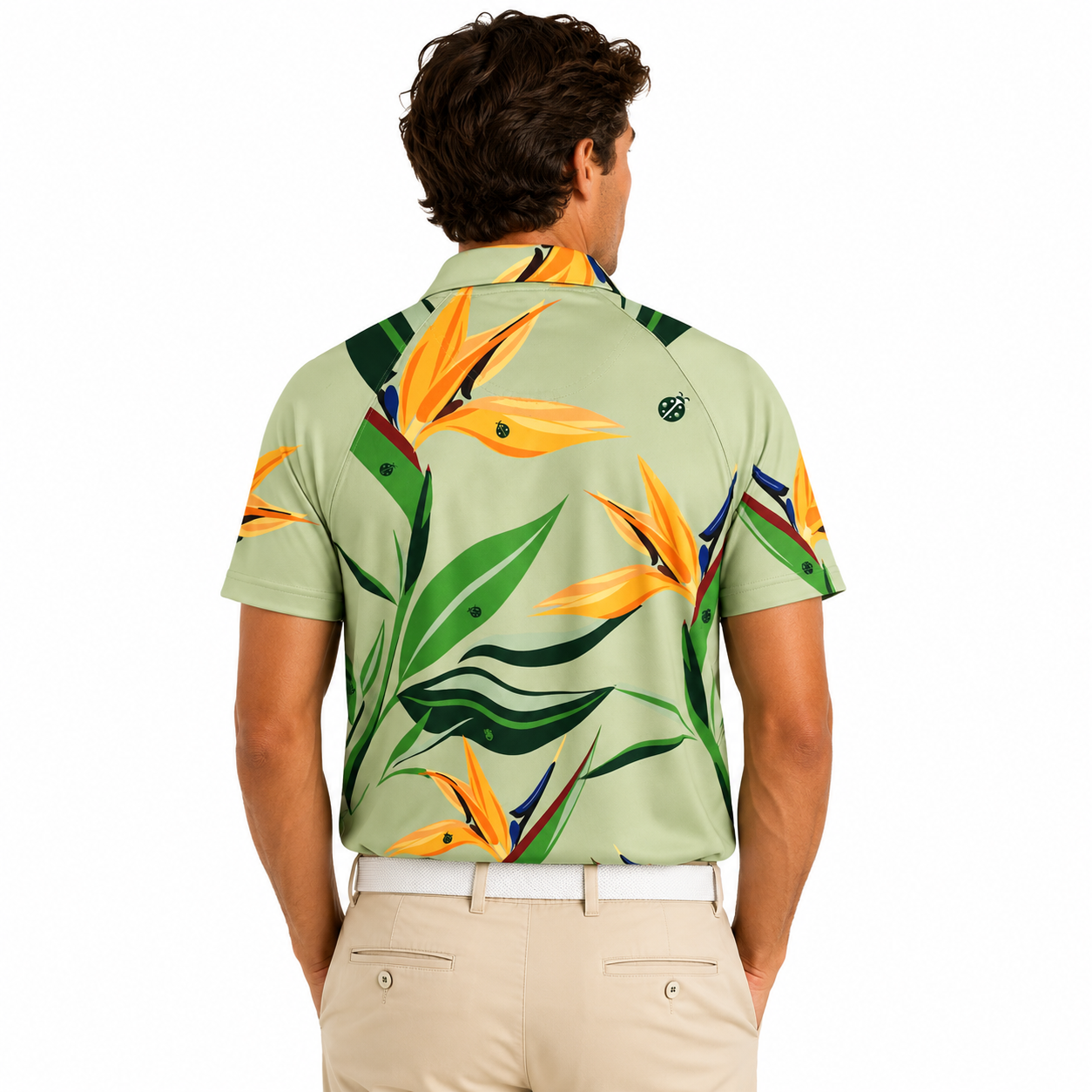 Ko Olina Men's Tropical Birds of Paradise Performance Polo