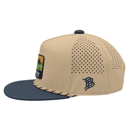 Ko Olina Branded Bills Flat 5 Panel Rope 2-Tone Tropical Patch Hat