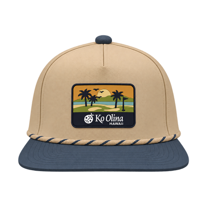 Ko Olina Branded Bills Flat 5 Panel Rope 2-Tone Tropical Patch Hat