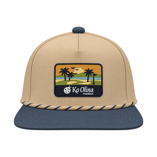 Ko Olina Branded Bills Flat 5 Panel Rope 2-Tone Tropical Patch Hat