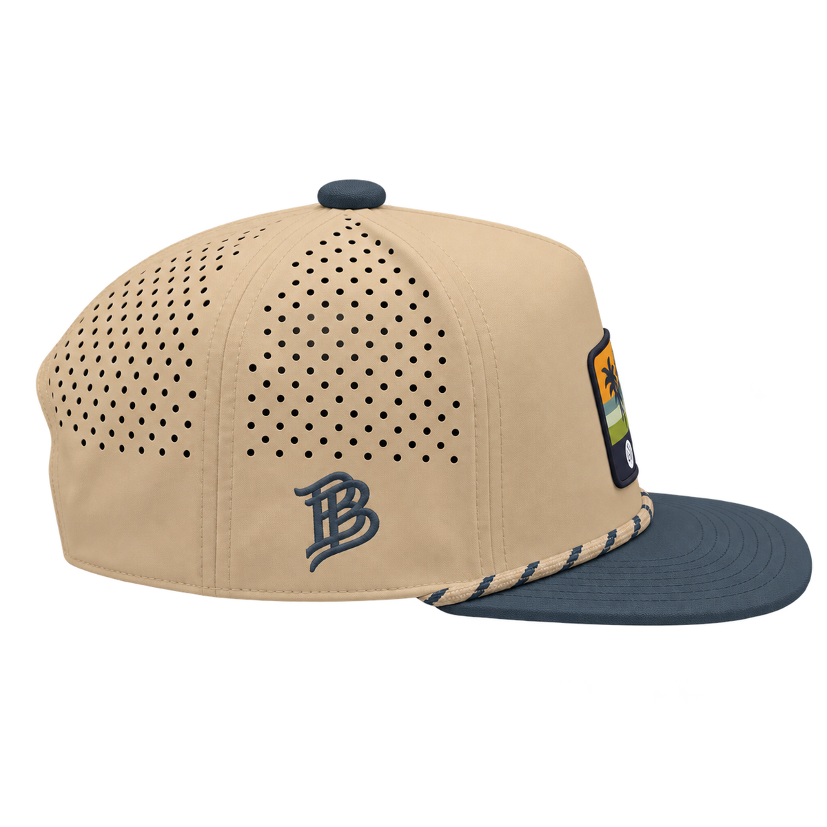 Ko Olina Branded Bills Flat 5 Panel Rope 2-Tone Tropical Patch Hat