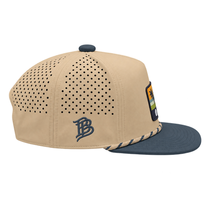 Ko Olina Branded Bills Flat 5 Panel Rope 2-Tone Tropical Patch Hat