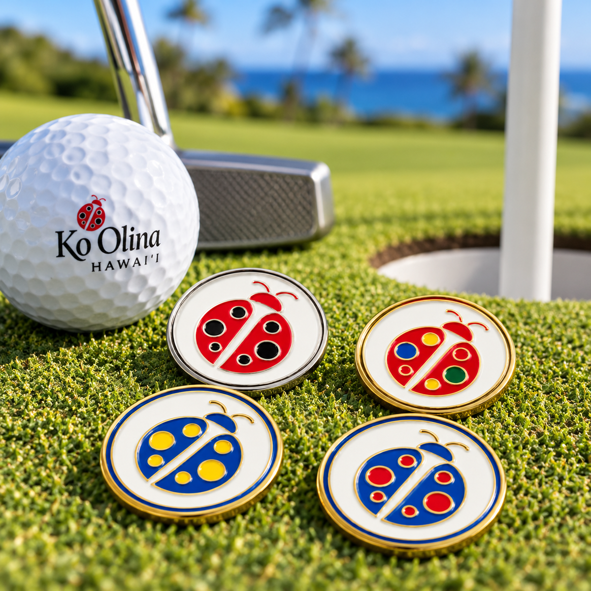 Ahead x Ko Olina Custom Ladybug Ball Marker Set – 4 Pack