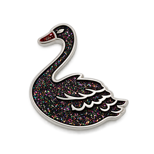Ko Olina Custom Black Swan Glitter Metal Magnet by Ahead
