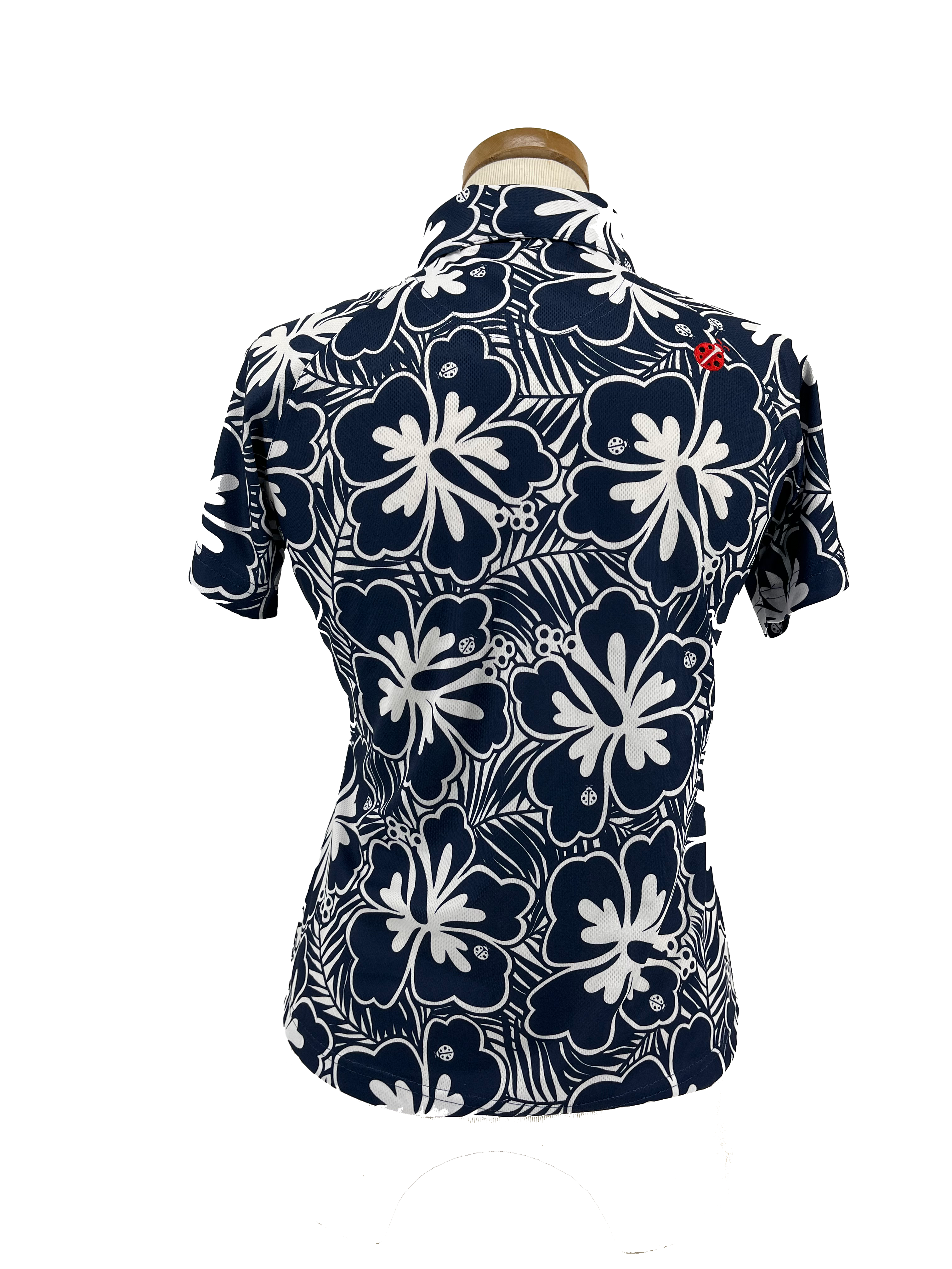 KO OLINA LADIES NAVY HIBISCUS POLO