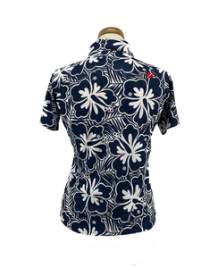 KO OLINA LADIES NAVY HIBISCUS POLO