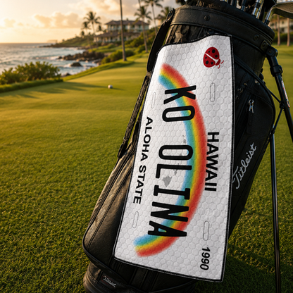 Ko Olina Rainbow License Plate Golf Towel