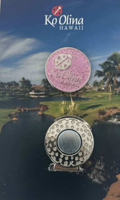 Ko Olina Silver Hat Clip w/ 1" Pink Glitter Ballmarker