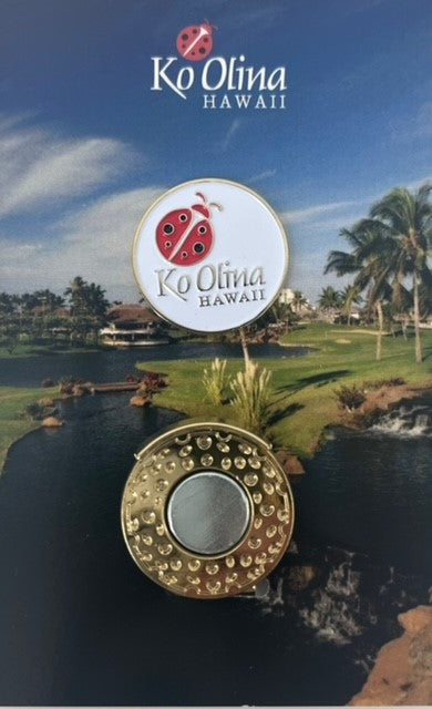 Ko Olina Gold Hat Clip w/ 1" White Ballmarker